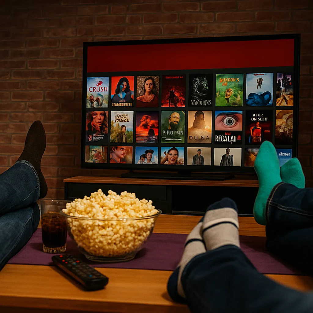 Família Flix na TV da sala